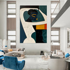 “Cubist Figure in Color” - Modern, Geometric Portrait Painting On Canvas PT1471