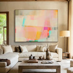 Pastel Color Block Abstract Painting On Canvas DKS029