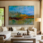 “Colorful Abstract Lakeview” - Vibrant Landscape Painting On Canvas DKS390
