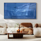 Blue with Layered Textures and White Frame "Blue Layers" Abstract Painting On Canvas PS1322