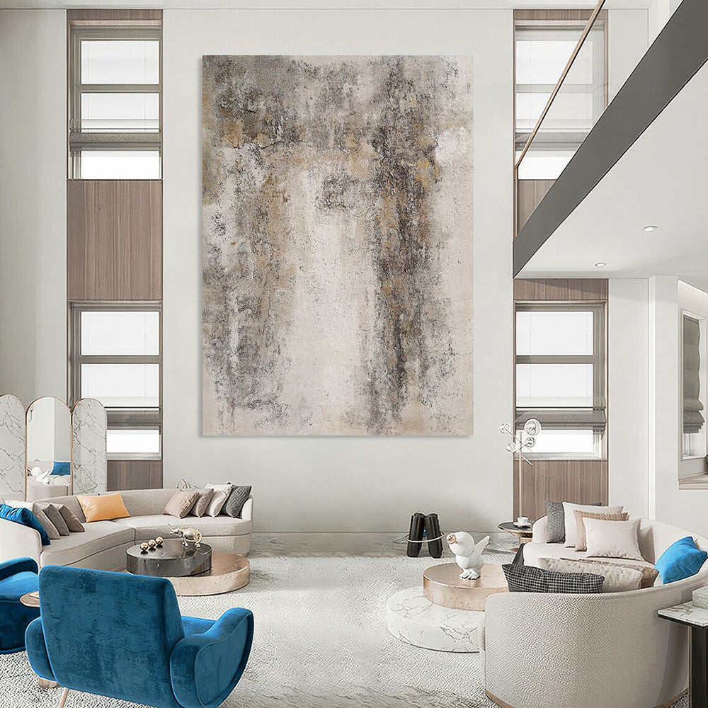 “Grey and Brown Textured Abstract” - Industrial - Inspired Painting On Canvas DS346