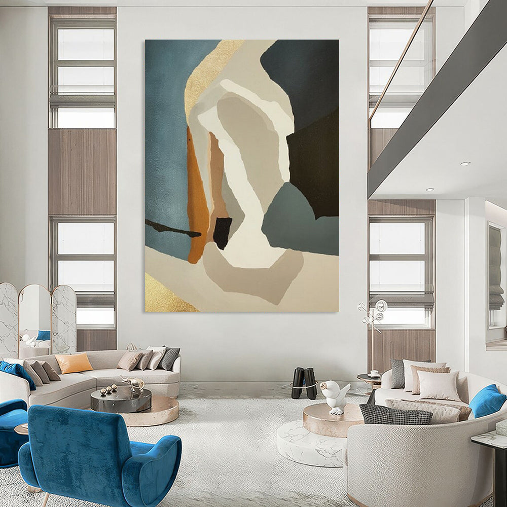 “Color - Blocked Shapes” - Geometric Forms in Muted Hues Painting On Canvas DS145