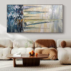 Blue, White, Beige with Sailboats "Sailboat Serenade" Impressionist Painting On Canvas PS1302