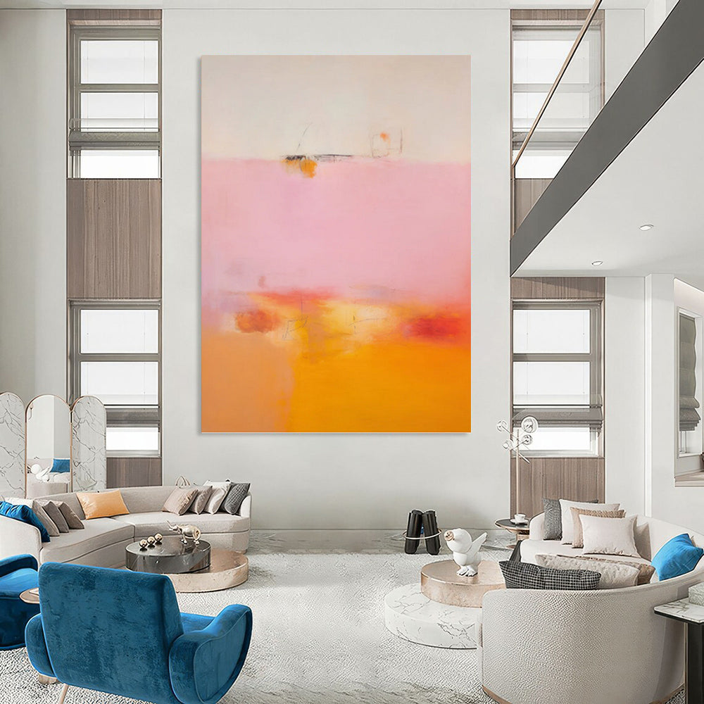 “Pink and Orange Abstract” - Soft Gradient Painting On Canvas PT0992