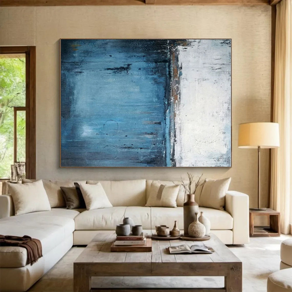 Blue Abstract, "Moody Waters" – Abstract Expressionist Painting On Canvas PS0883