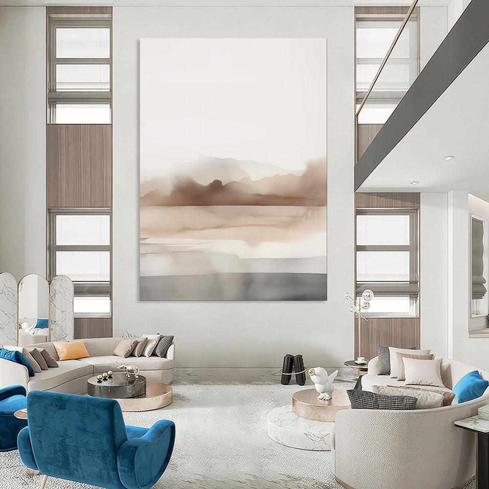 “Subtle Brown - Gray Watercolor Landscape” - Watercolor Painting On Canvas PT2061