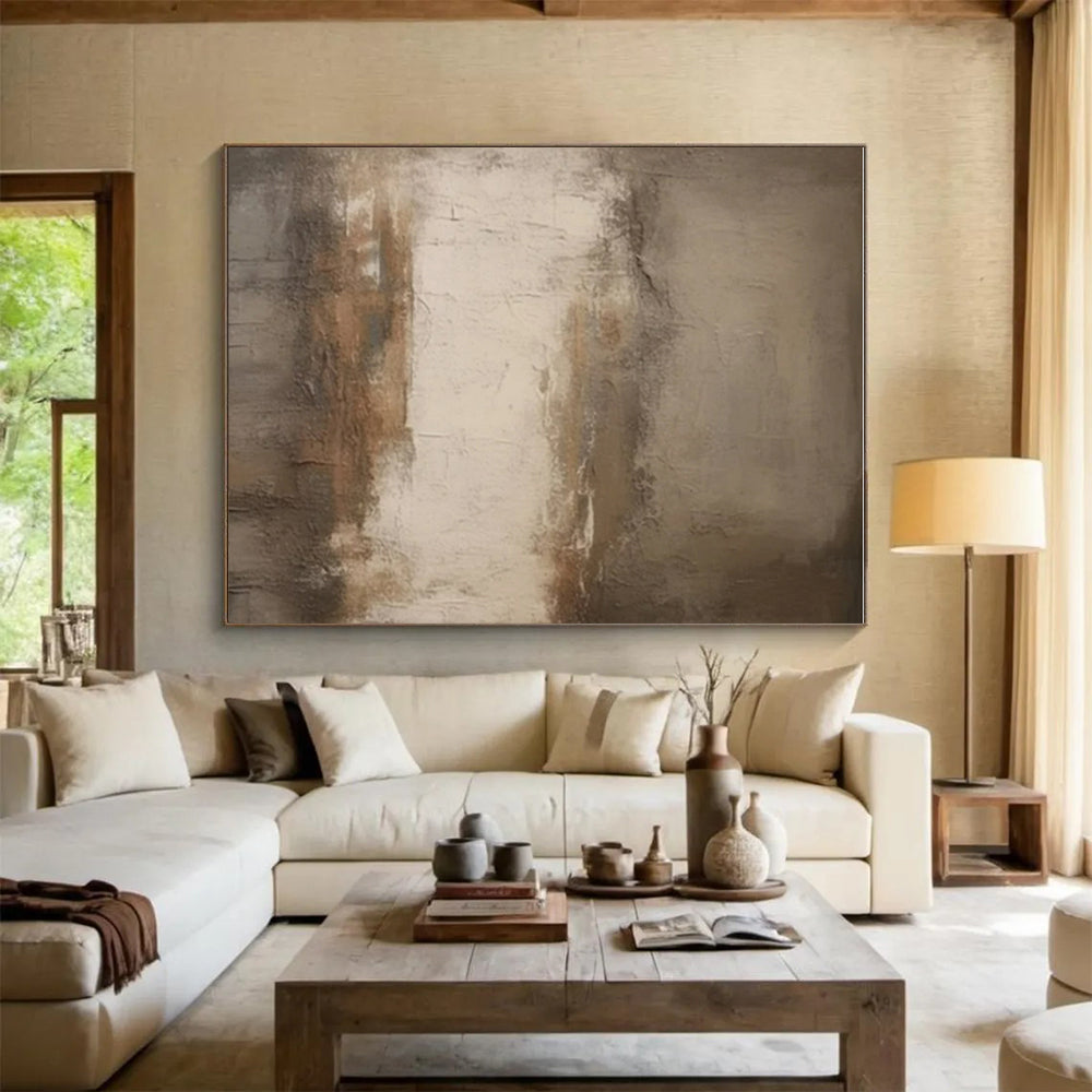 “Worn Neutral Layers” - Neutral Tones Abstract Minimalist Painting On Canvas PS0712