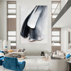 “Black, White & Gray Textured Strokes” - Abstract, Tactile - Styled Painting On Canvas PT1676