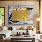 “Grey - Gold Abstract with Bold Brushstrokes” - Modern Abstract Painting On Canvas PS0292