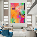“Rainbow - Hued Expressive Abstract” - Abstract Expressionist Painting On Canvas PT2004