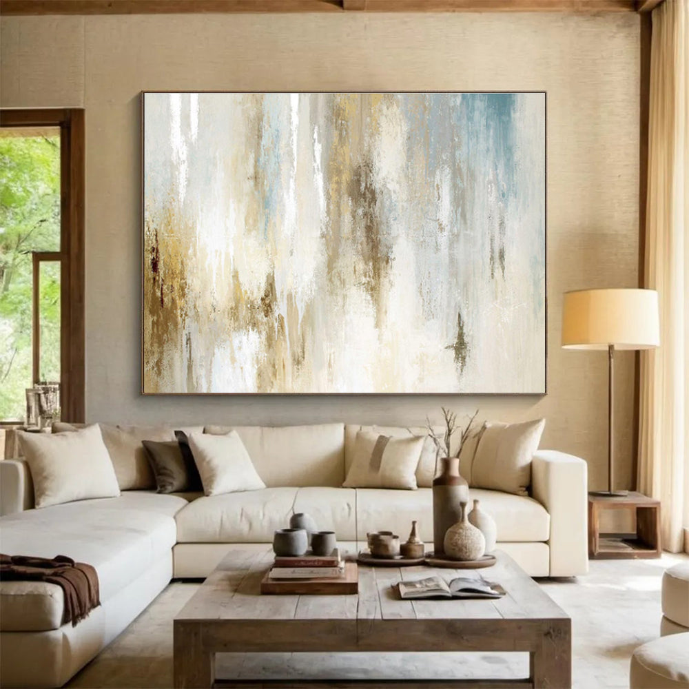 Neutral Toned Abstract Verticals Minimalist Abstract Painting On Canvas DKS137