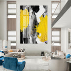 “Yellow, Black, and White Abstract” - Bold, Color - Blocked Painting On Canvas PT1526