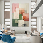 “Pastel Geometric Abstract” - Minimalist Geometric Painting On Canvas PT2279
