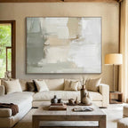 “Neutral Tones Abstract” - Beige, Gray, White Abstract Painting On Canvas PS0438