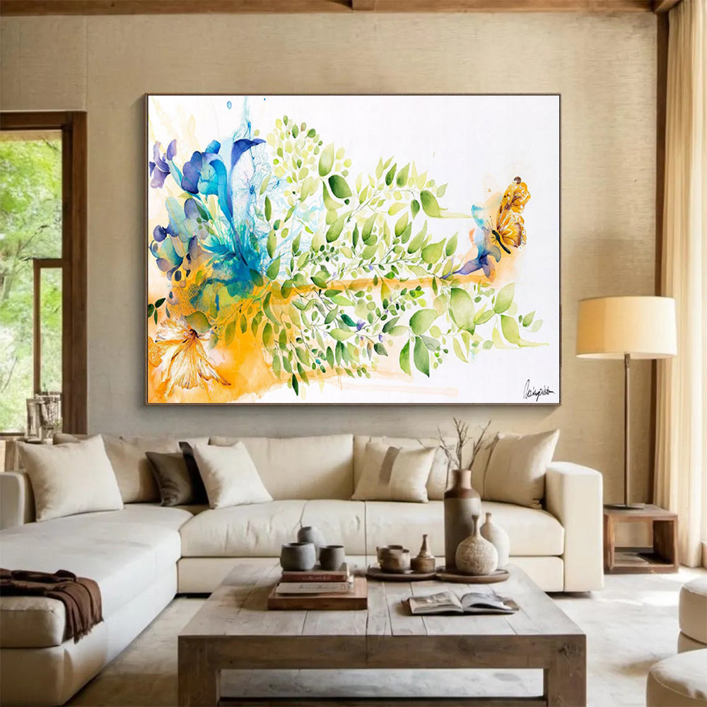 “Colorful Floral And Butterfly” - Watercolor Painting On Paper DKS537