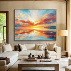 “Vibrant Sunset Seascape” - Realistic Seascape Painting, Great for Beach House & Home Office DKS622