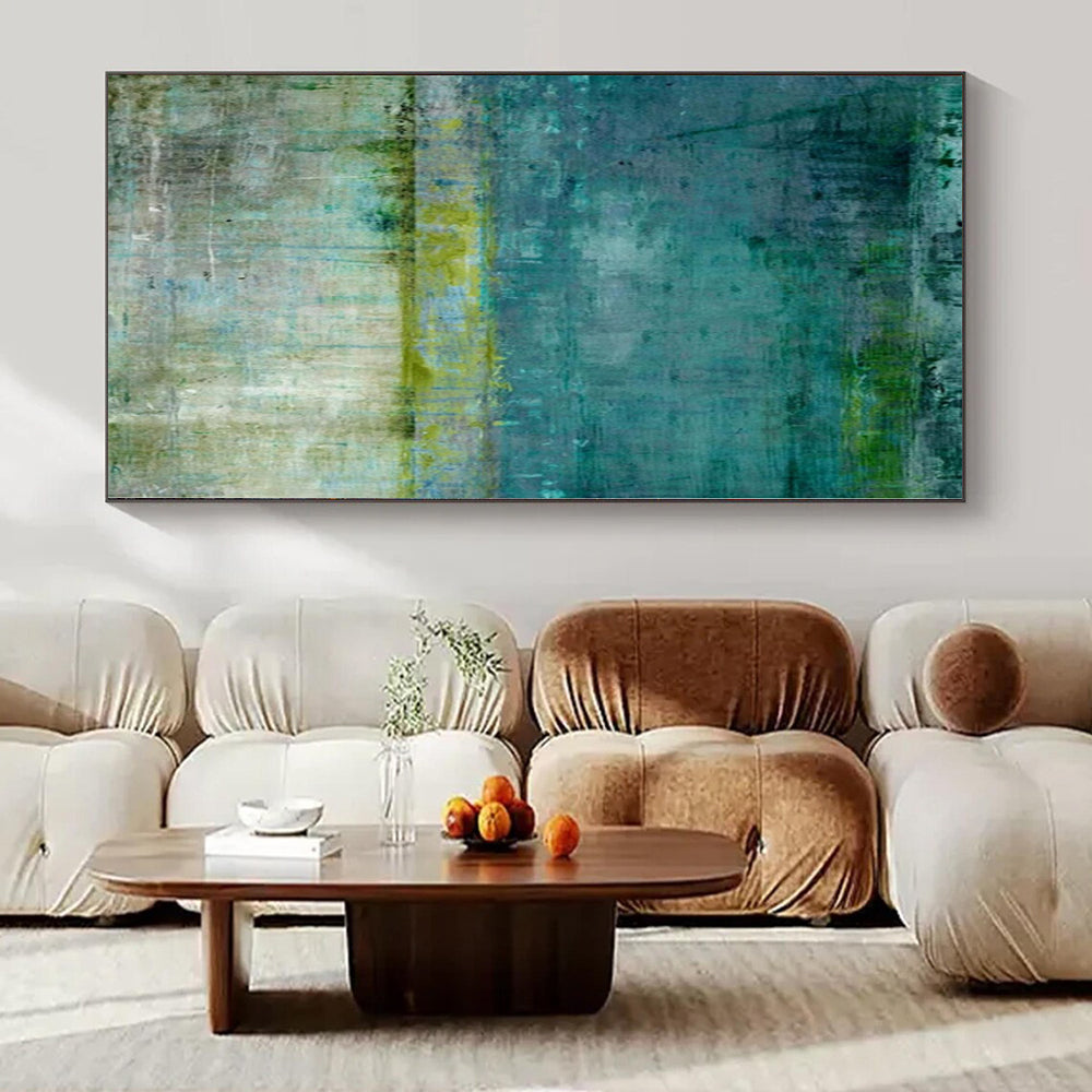 “Teal and Green Abstract Wash” - Subtle Abstract Painting On Canvas PS0182