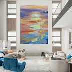 “Impasto Sunset Seascape” - Impasto Landscape Painting On Canvas PT1040