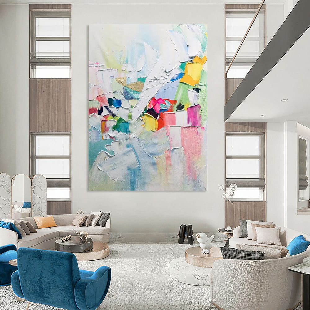 “Colorful Abstract Mosaic” - Vibrant Abstract Painting On Canvas DS274