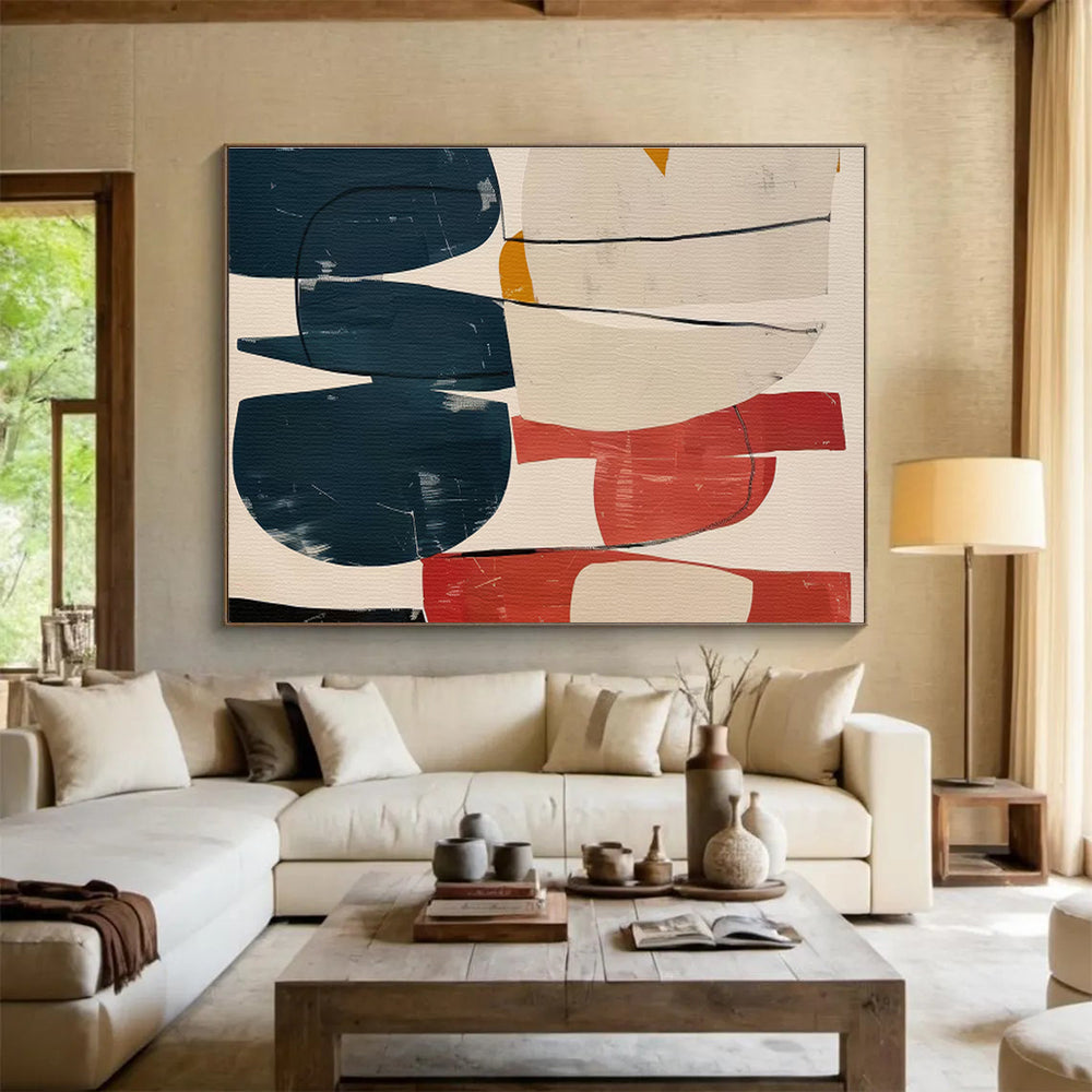 Color - Blocked Abstract Shapes Modernist Abstract Painting On Canvas DKS140