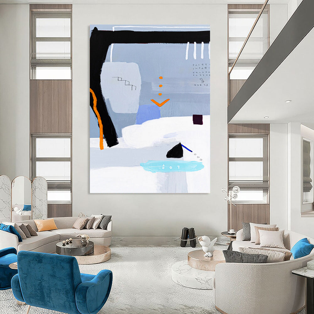 “Grey - Toned Abstract Scene” - Whimsical Abstract Painting On Canvas PT1097