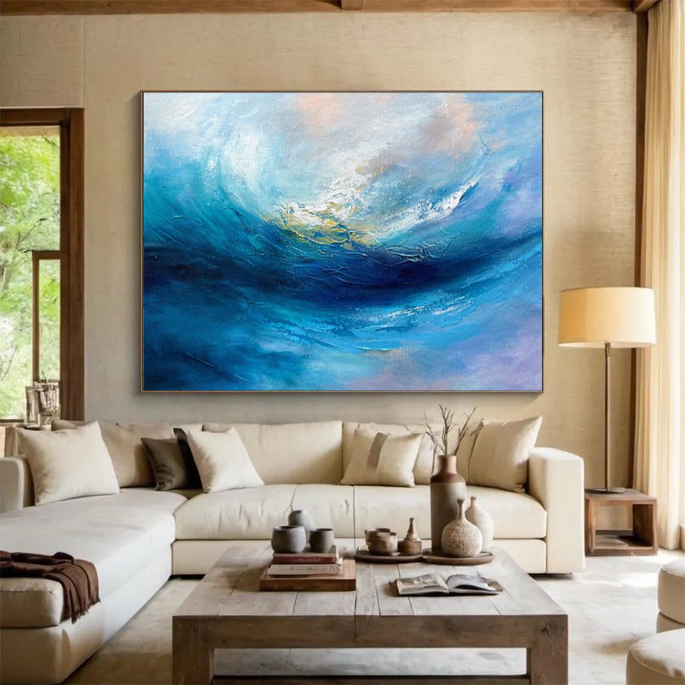 “Blue - Purple Ocean Wave” Abstract Painting On Canvas DKS281