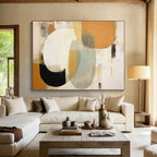 “Circular Color Harmony” - Orange, Teal, Gray, White Abstract Geometric Painting On Canvas PS0752