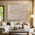 Beige Textured Fabric - Like Minimalist Painting On Canvas DKS095