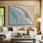 “Textured Blue - Gray Waves” - Relief - like Painting On Canvas PT1525