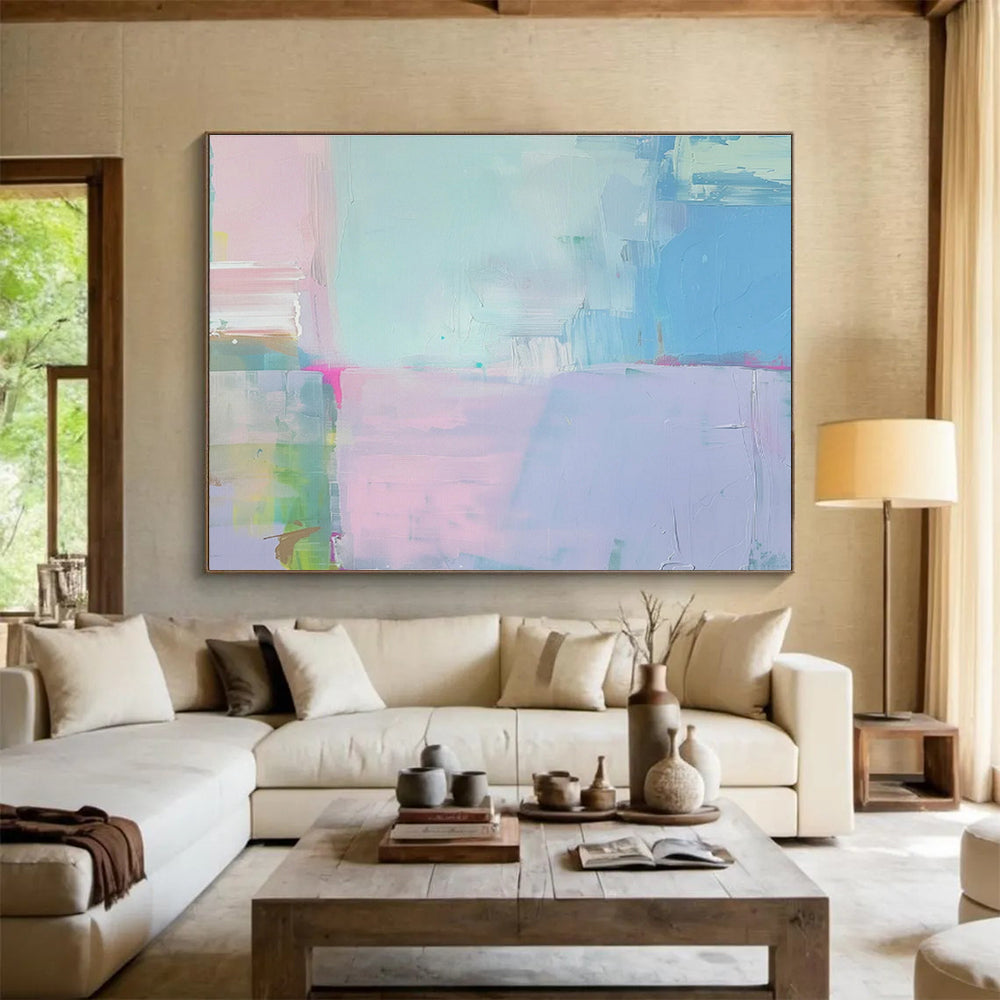 “Pastel Color Blocks” - Soft Abstract Painting On Canvas DKS481