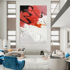 “Red - Black Abstract Splashes” - Abstract Expressionist Painting On Canvas PT1290