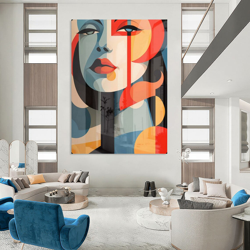 “Color - Blocked Abstract Face” - Modern Pop - Art Painting On Canvas PT2172