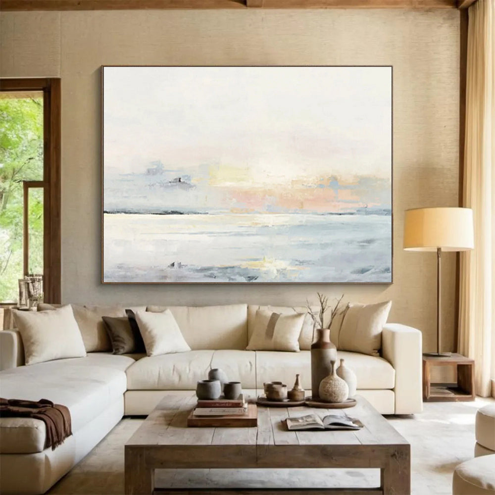 “Pastel Seascape Abstract” - Dreamy Coastal Painting On Canvas DKS406