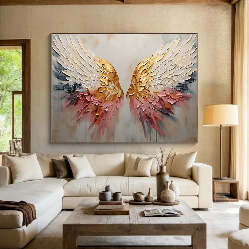 “Textured Angel Wings” - Impasto Mixed - Media Painting On Canvas DKS863