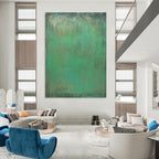 “Teal - Green Textured Abstract” - Textured Abstract Painting On Canvas PT1213