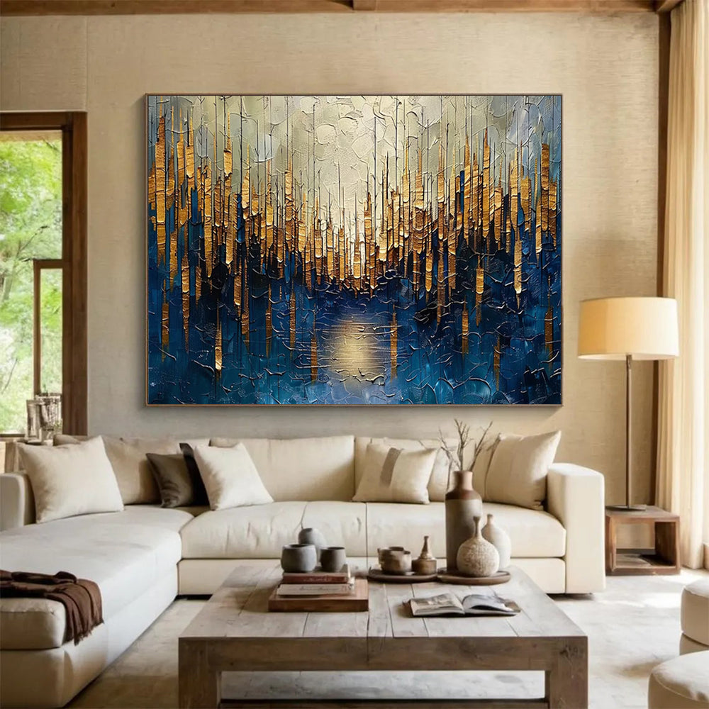 “Golden Forest Abstract” - Textured Landscape Painting On Canvas PT157