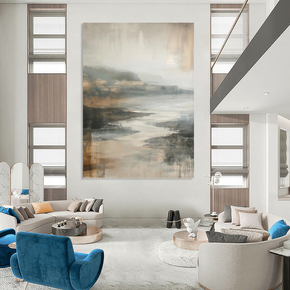 “Muted Tonal Landscape Abstract” - Atmospheric Landscape Painting On Canvas PT1001