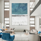 “Teal - White Abstract Snowscape” - Abstract Landscape Painting On Canvas PT2025