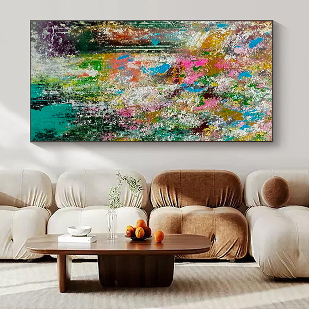 Repeated Colorful Chaos - Vibrant Duplicate Abstract Splatter Painting On Canvas PS1227
