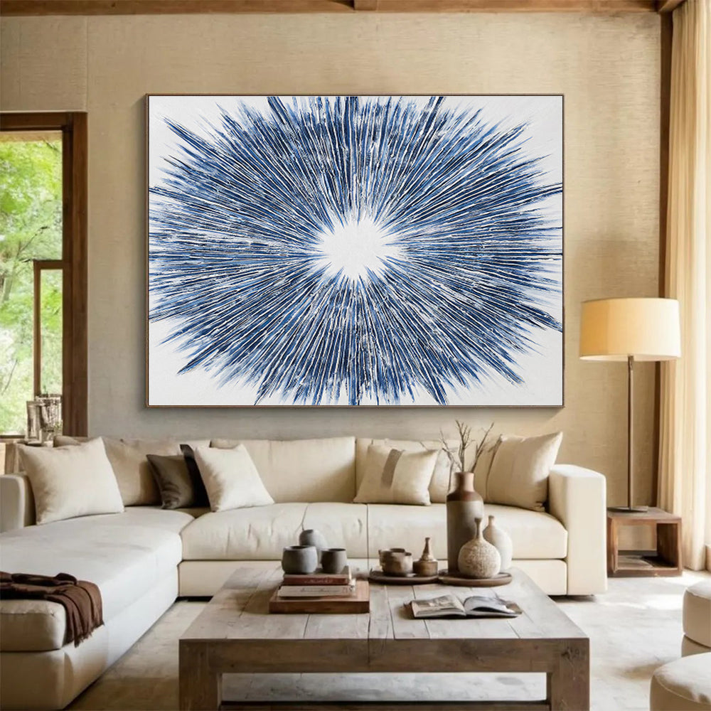 “Blue Radial Burst” Abstract Artwork DKS212
