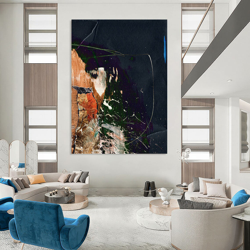 “Vibrant Dark - Hued Collage” - Rich Colors & Textured Layers Painting On Canvas DS170