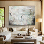 “Abstract Beach Scene with Figures” - Impasto Seascape - Painting On Canvas PT1774