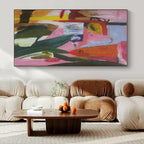 Pink, Green, Blue, Yellow with Playful Forms "Botanical Rhapsody" Abstract Painting On Canvas PS1410