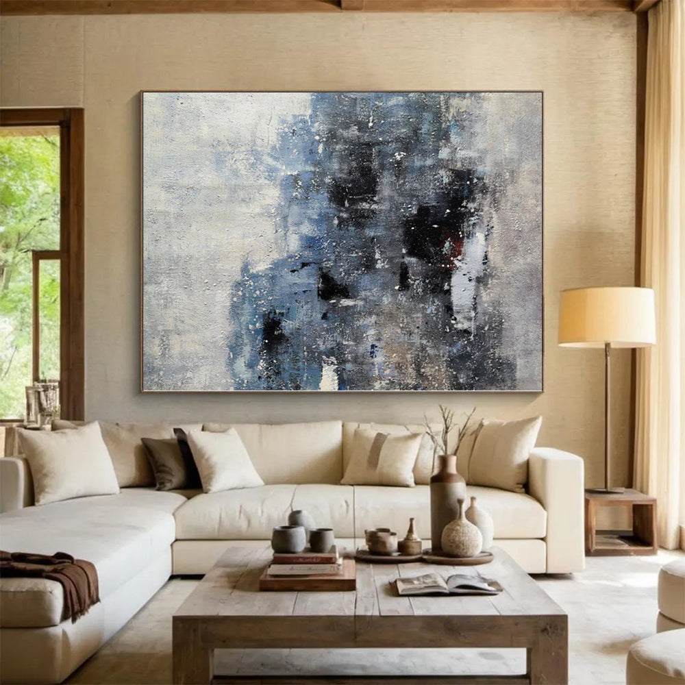 “Blue - Grey Abstract Subtle Shapes” - Quiet Abstract Painting On Canvas PS0359