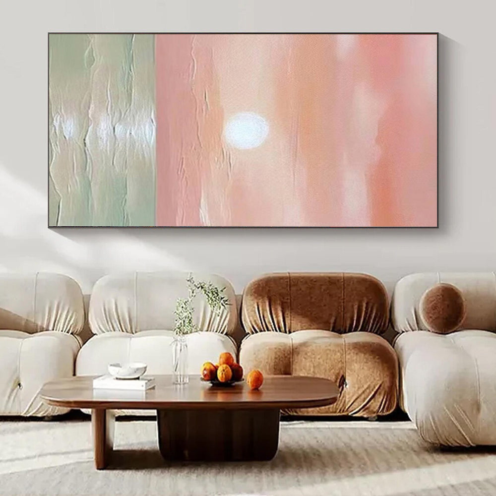 “Pink Sunset Over Sea” - Coastal Abstract Painting On Canvas PS0184