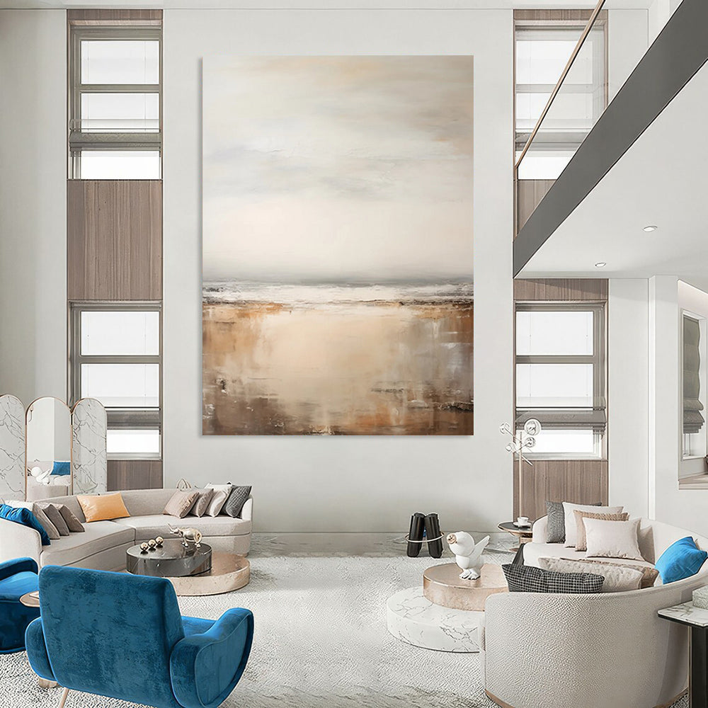 “Seascape in Haze” - Subtle Coastal Tones & Misty Layers Painting On Canvas DS132