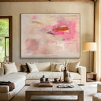 “Pink - Gold Abstract” - Pink, Beige, Gold Abstract Painting On Canvas PS0441