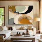 “Earth - Tone Abstract Circles” - Earth Tones, Neutral Tones Abstract Geometric Painting On Canvas PS0741