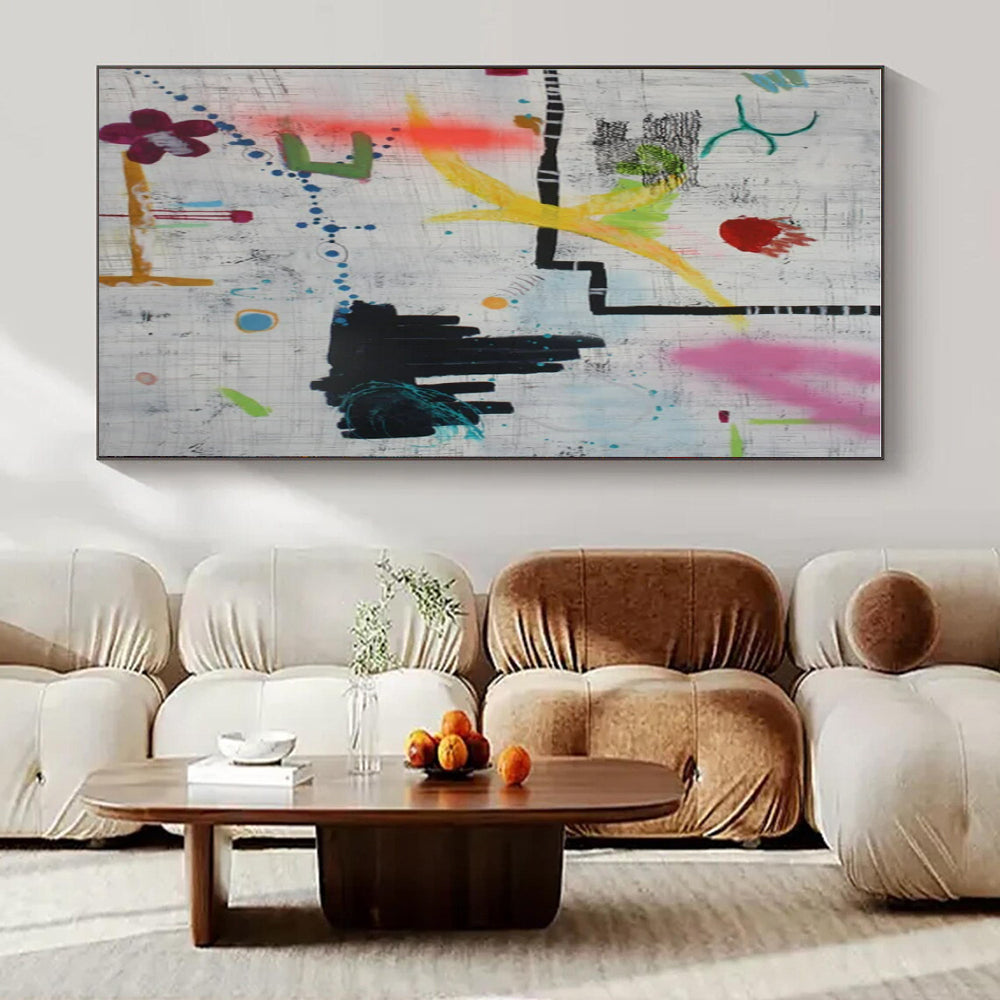 Colorful, Chaotic Doodles "Sketchpad Symphony" Abstract Painting On Canvas PS1413