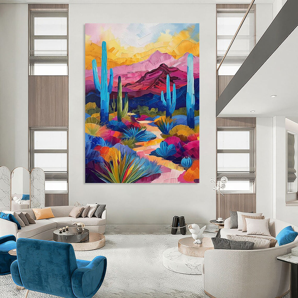 “Colorful Desert Landscape” - Abstract, Southwest - Themed Painting On Canvas PT1556